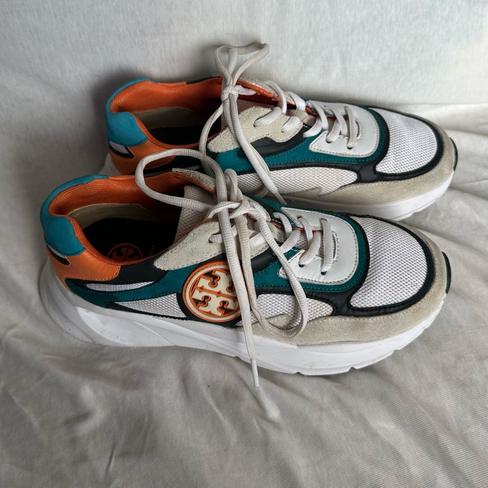 Tory Burch sawyer Sneakers in Orange, Teal, and White size 7